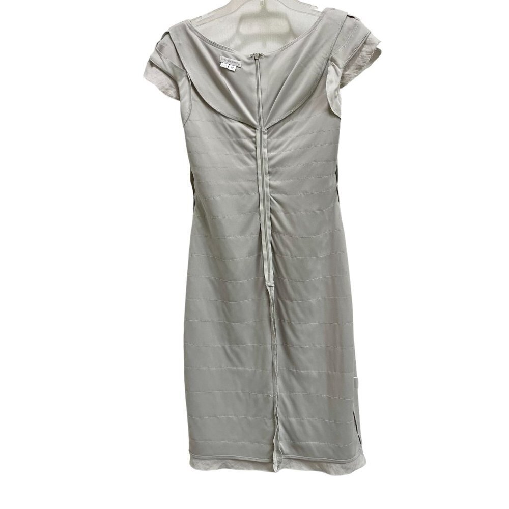 London Times Shimmer Cocktail Party Dress Scoop Neck Ruffled Tiered Pleated 10 - Picture 6 of 11